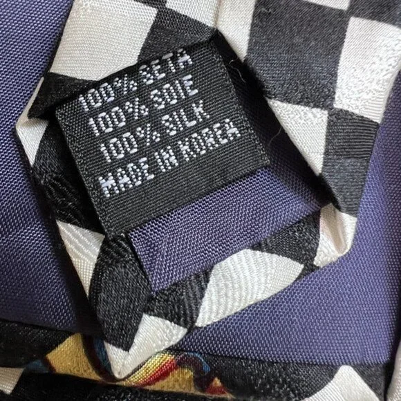 Disney‎ Silk Neck Tie Checkered Mickey Donald Goofy Altlas Design Sweden - Picture 6 of 6